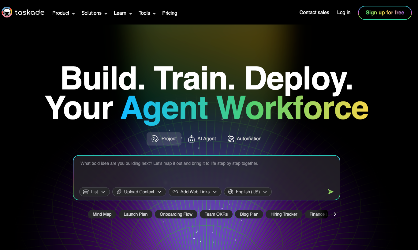 Screenshot of Taskade website